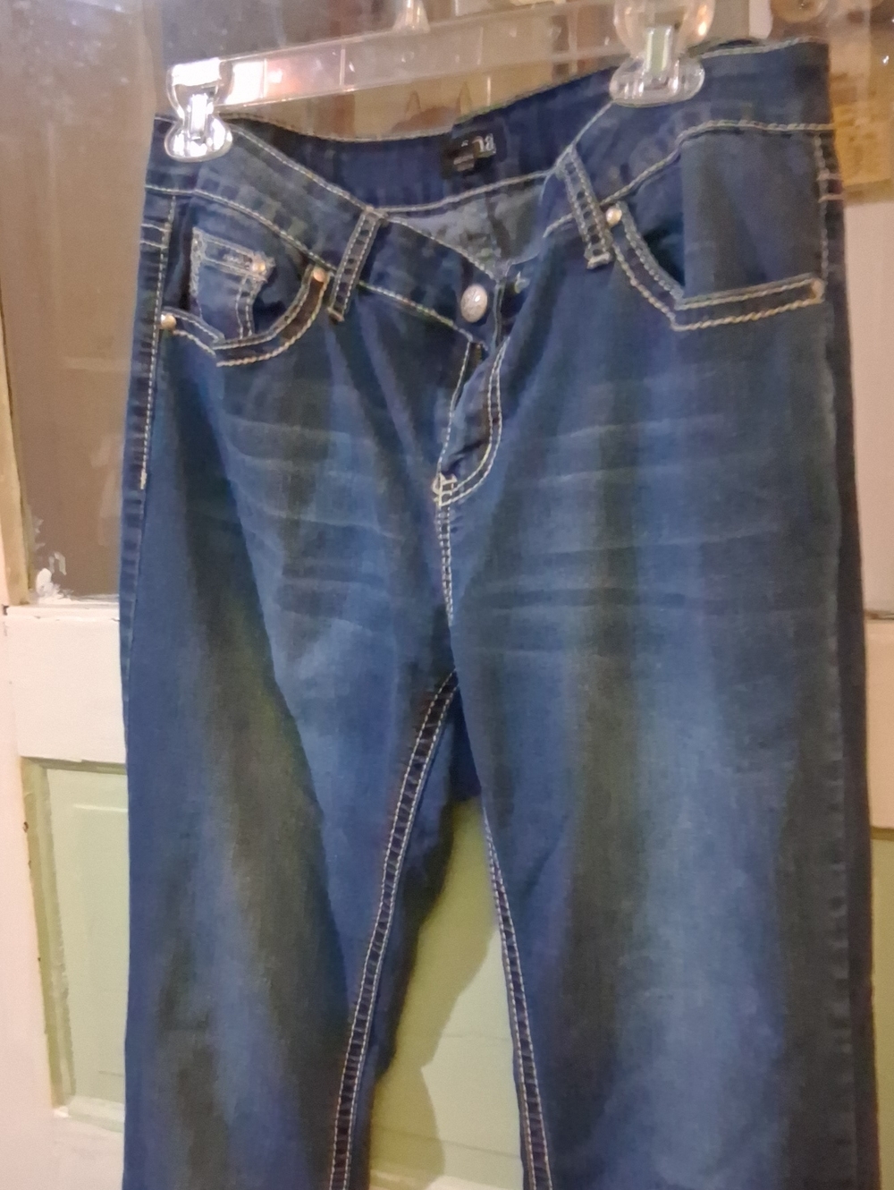 a.n.a Women's Medium Blue Bootcut Jeans with Contrast Stitching